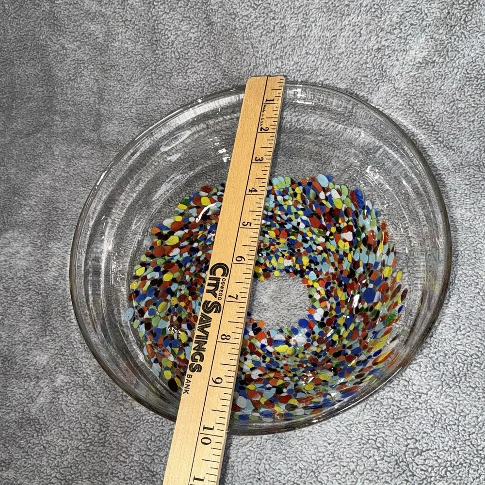 Colorful Hand Blown‎ Glass Bowl for Serving or Salads, 